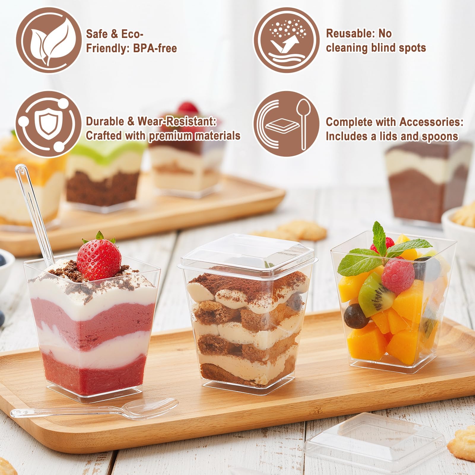 50Pcs 5 Oz Square Clear Plasti - Meal Prep Template recension och pris