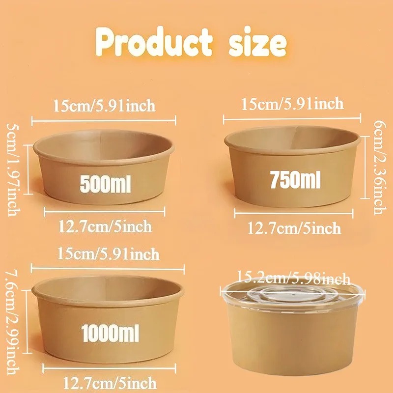 15/30PCS Kraft Paper Bowls Dis - Meal Prep Bowl recension och pris