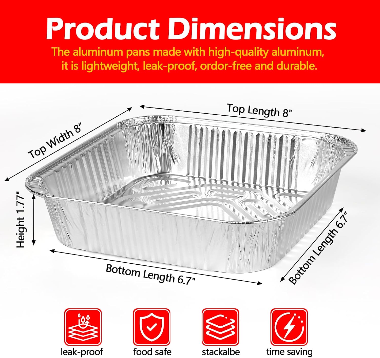 8x8 Aluminum Foil Pans with Al - Meal Prep Or Prep Meal recension och pris