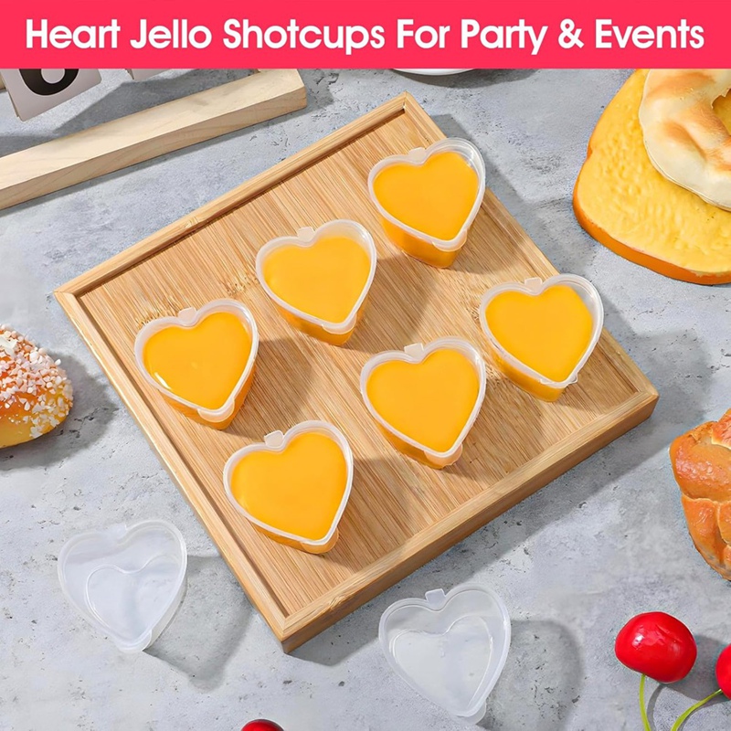 100 Sets 1.5 Oz Clear Heart Sh - Sauce Dipping Cup recension och pris