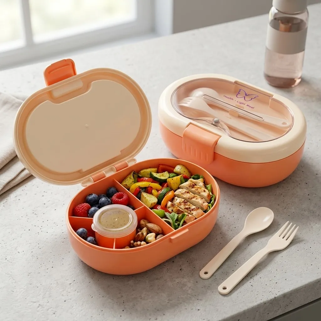 Plastic Bento Lunch Box with C - Meal Prep Or Prep Meal recension och pris