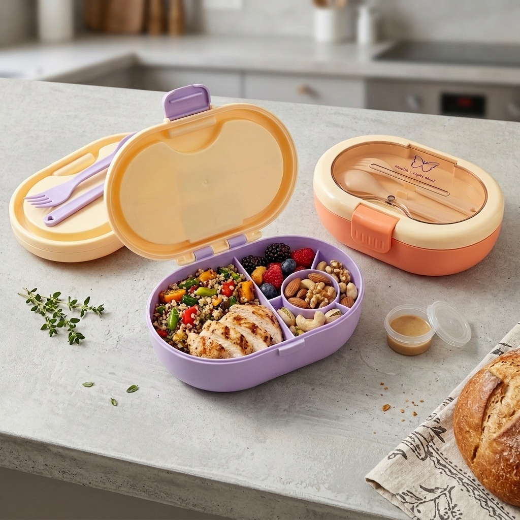 Plastic Bento Lunch Box with C - Meal Prep Or Prep Meal recension och pris